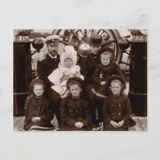 Zar & Zarina Russland mit Kindern Romanov Postkarte