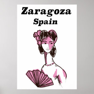 Zaragoza Spanien Vintage Reiseplakat Poster