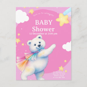 Zarah der tanzende Eisbär-Baby-Shower Einladungspostkarte