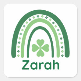 Zarah Name Clover Boho Rainbow Quadratischer Aufkleber