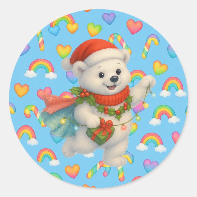 Zarah the Dancing Polar Bear Holiday Sticker  (Vorderseite)