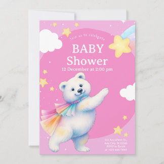 Zaras Baby Shower zum Tanzenden Eisbärbaby Einladung
