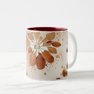 Zarte Aquarell-Blumen-Kaffeetasse Zweifarbige Tasse