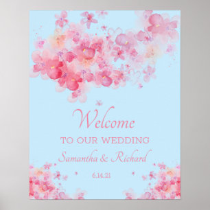 Zarte Aquarell-Blumenhochzeit Poster