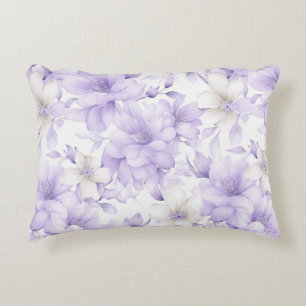 Zarte Aquarell-Lila-Blumen Dekokissen