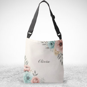 Zarte Aquarell-Skizzenhafte Blumen  Tragetaschen Mit Langen Trägern