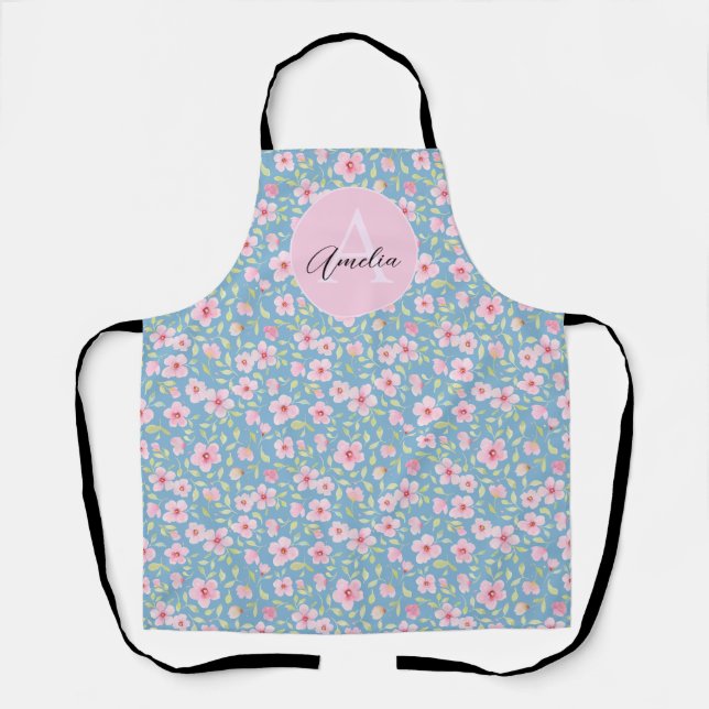 Zarte Aquarellblumen  Schürze (Vorderseite)