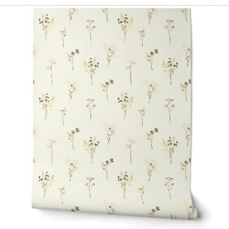 Zarte beige Wiesenwildblumen auf Elfenbeincreme Tapete
