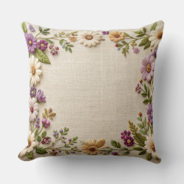 Zarte bestickte Blumenrand-Kissen - Lila Kissen