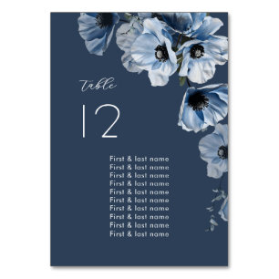 Zarte Blaue Blumen Hochzeit Tischnummer