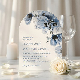 Zarte blaue Blumen Weiße Hochzeitseinladung Einladung