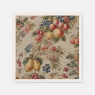 Zarte Blumen und französische Früchte. Gemalter St Serviette