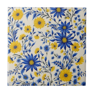 Zarte Blumenblumen und gelbe Blumen Fliese