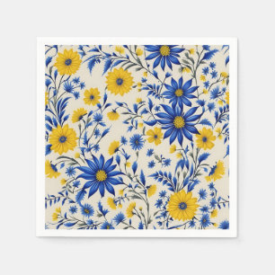 Zarte Blumenblumen und gelbe Blumen Serviette