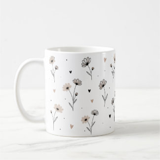 Zarte Blumentasse mit Herzen - Floral Design Kaffeetasse