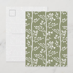 Zarte Blütenknospen blühen minimalistisches Oliven Postkarte
