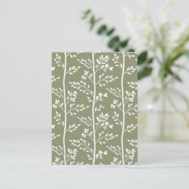 Zarte Blütenknospen blühen minimalistisches Oliven Postkarte