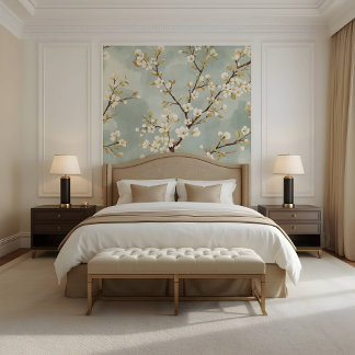 Zarte Botanik des weißen Blütenzweigs Tapete