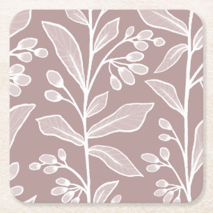 Zarte Botanische Träumerei XL Laub Antique Blush Rechteckiger Pappuntersetzer