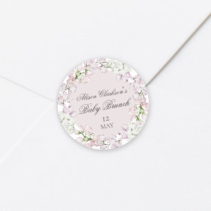 Zarte Duftwicke Blumen Baby Brunch elegant Rund  Runder Aufkleber
