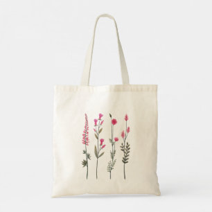 Zarte Einkaufstasche mit rosa Blumen – Aquarell-St