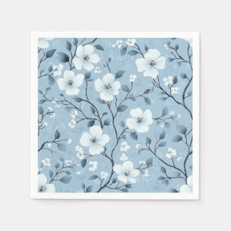 Zarte elegante Blüten auf blauem Hintergrund Serviette