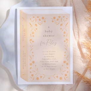 Zarte florale Geschichtebuch-Baby-Party Einladung