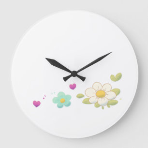 Zarte florale Wanduhr mit Illustration – Natur