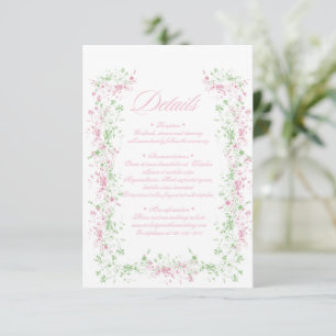 Zarte französische Flora-Krone Hochzeit Begleitkarte
