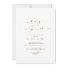 Zarte Gold-Kalligrafie-Baby-Shower-Einladung