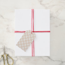 Zarte Gold-Schriftrollen & rosa Rosen Blumenmuster Geschenkanhänger