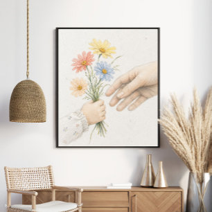 Zarte Hände teilen Wildblumen Poster