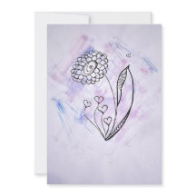 Zarte handgezeichnete Blume mit Herzen