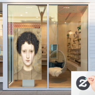 Zarte Intelligenz – Ein feines Kunstporträt Fensteraufkleber