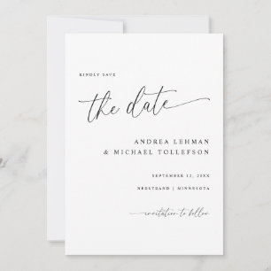 Zarte Kalligrafie Moderne Einfache Hochzeit Save The Date
