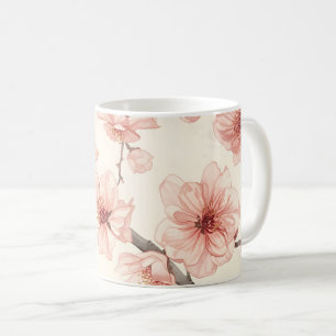 Zarte Kirschblüten Nahtloses Florales Muster Kaffeetasse