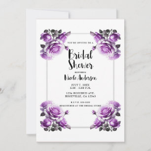 Zarte lebendige violette Rosen Brause Shower Einladung