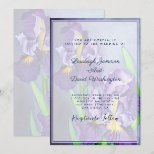 Zarte lila Schwertlilien individuelle Hochzeit Einladung