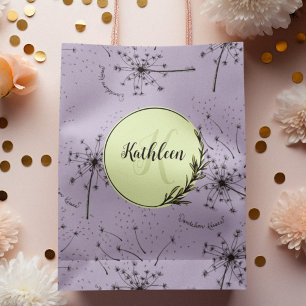 Zarte Lila Wildblume Löwenzahn Küsse Floral Mittlere Geschenktüte