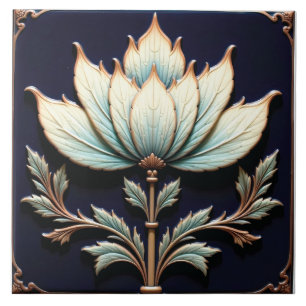 Zarte Lotusblume aus dem tiefblauen Teich Fliese