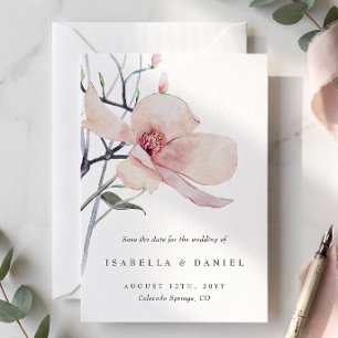 Zarte Magnolie Hochzeit - Save the Date Einladung