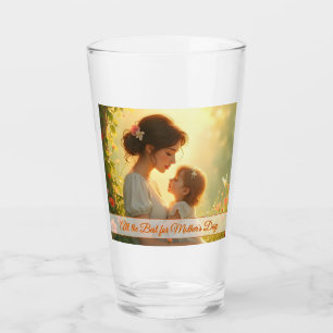 Zarte mütterliche Liebe im blühenden Licht Glas