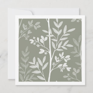 Zarte olivgrüne florale Streifen-Kunstkarte Karte