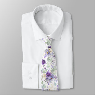 Zarte Pastell-Lila Blumen-Hochzeitskrawatte Krawatte