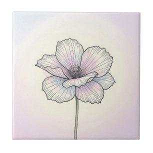 Zarte Pastell-Mohnblume Fliese
