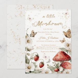 Zarte Pilz-Beeren-Baby-Party Einladung
