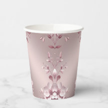 Zarte rosa Blumen-Papierbecher