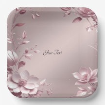 Zarte rosa Blumen-Papierplatte