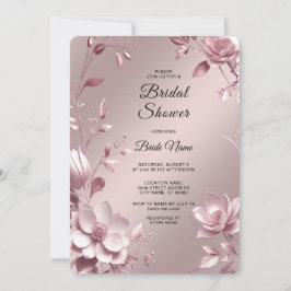 Zarte rosa Blumenrahmen Brautparty Einladung