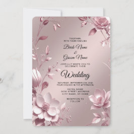 Zarte rosa Blumenrahmen-Hochzeitseinladung Einladung